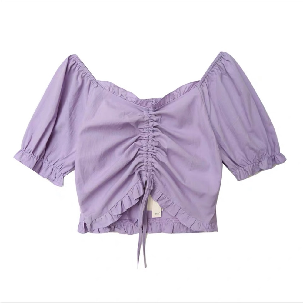 2020 purple lace up crop top